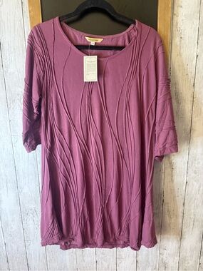 NWT Windhorse Tunic Rose Size L/XL 3/4 Sleeved Textured Seam